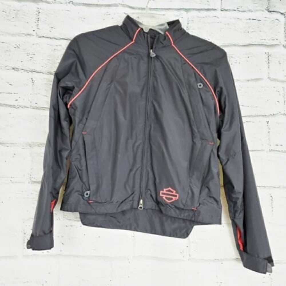 Harley Davidson Womens Long Sleeve Nylon Black Zip Up Jacket Size XS